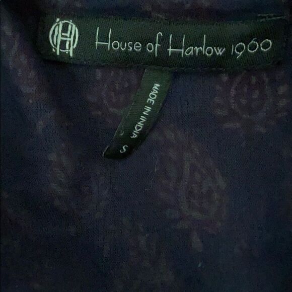 House of Harlow 1960 Navy Paisley Mini Dress Small - Picture 5 of 6